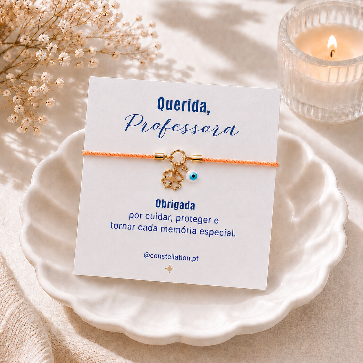 Lembrança Professora - Pulseira Sorte & Proteção