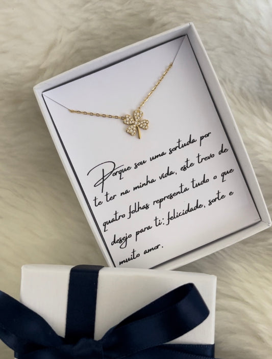 Caixa Presente - Pulseira Trevo + Mensagem
