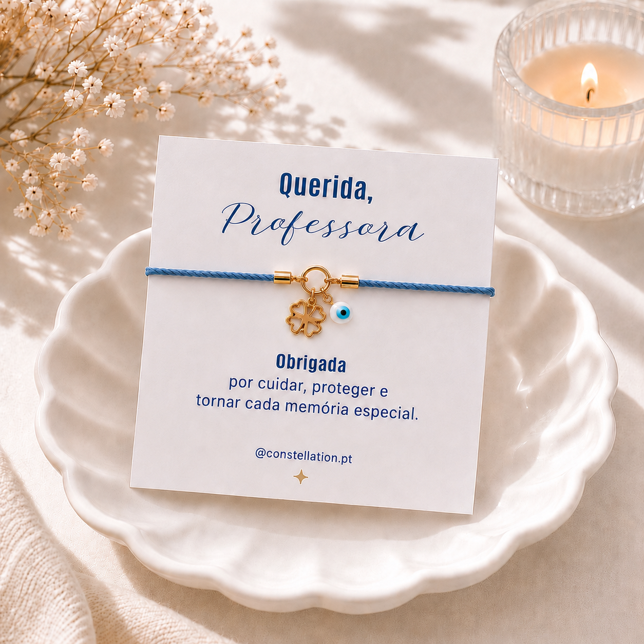 Lembrança Professora - Pulseira Sorte & Proteção
