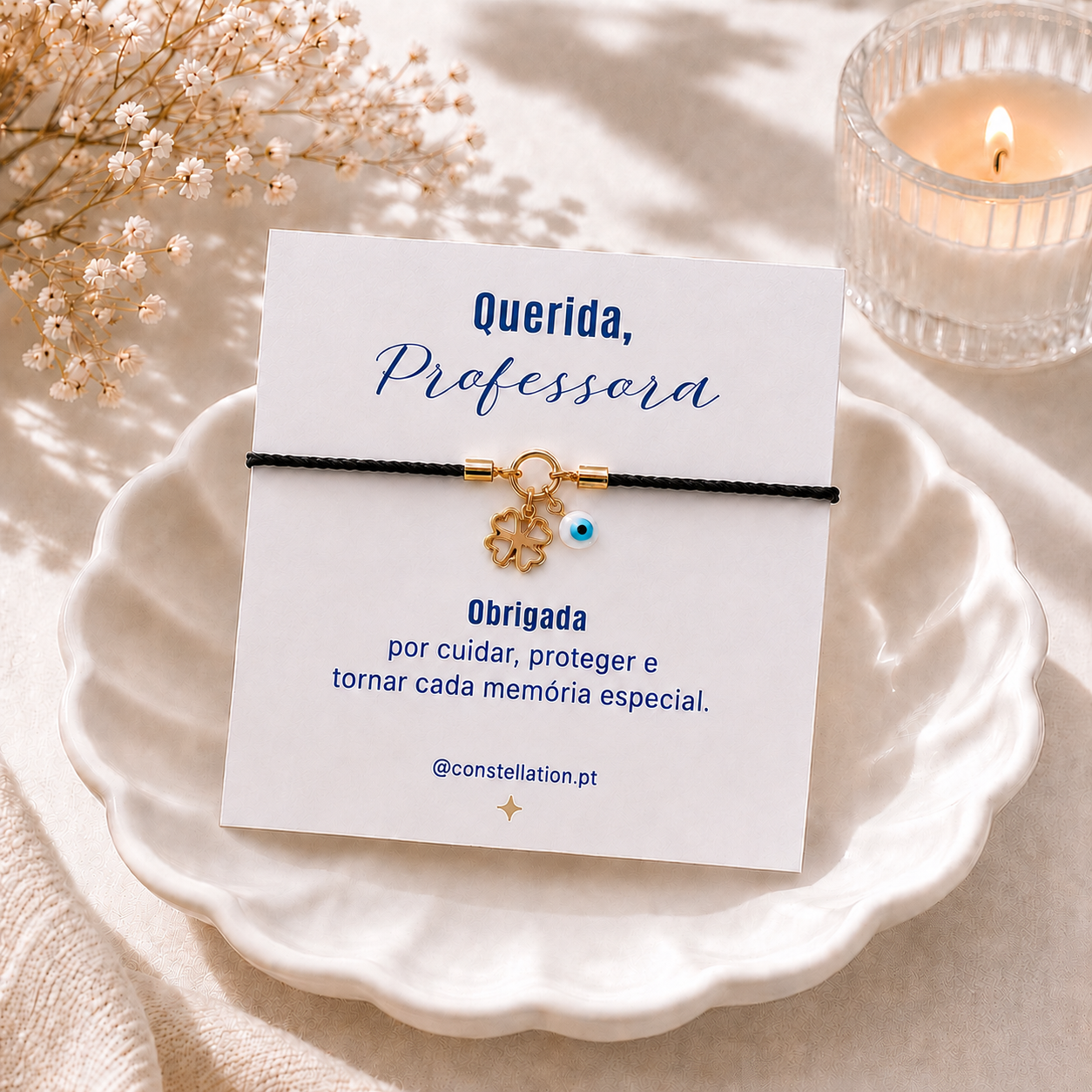 Lembrança Professora - Pulseira Sorte & Proteção