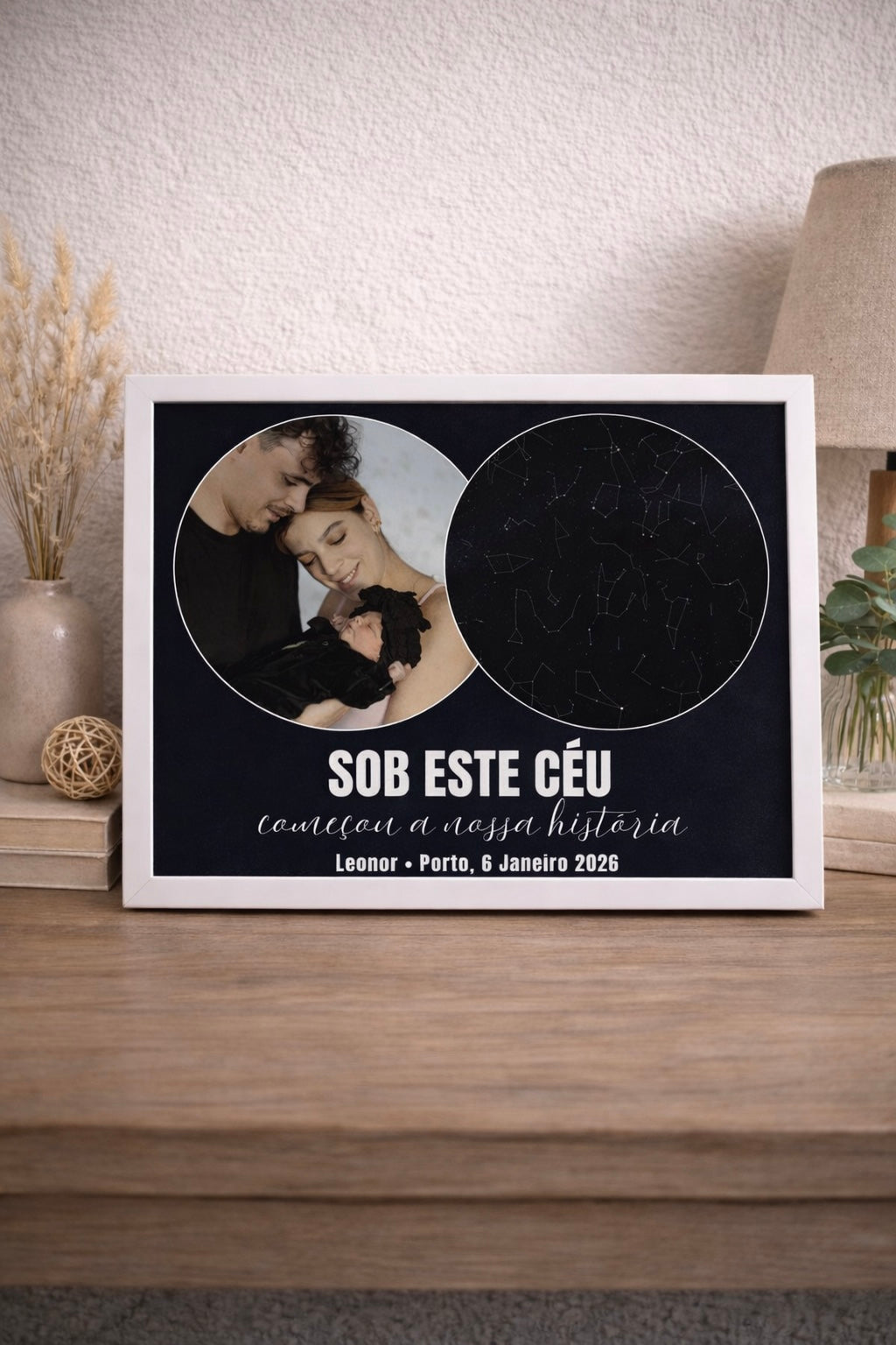 Quadro Personalizado  - Mapa de Estrelas + Fotografia